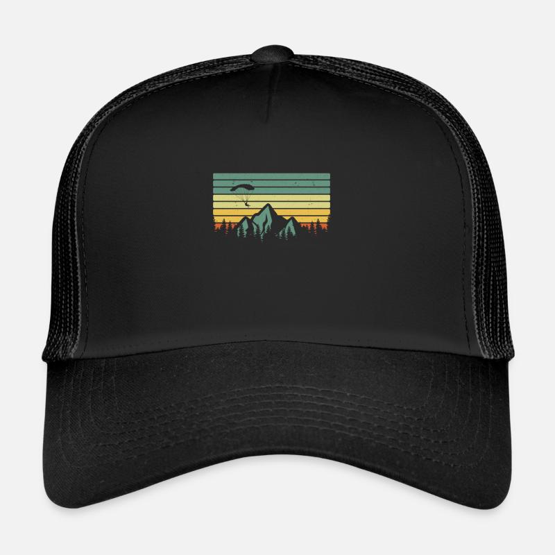 Vintage paraglider mountains skydiving paragliding Trucker Cap