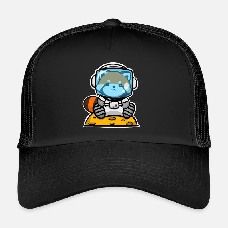 Roter Panda Astronaut - Trucker Cap - Schwarz/Schwarz