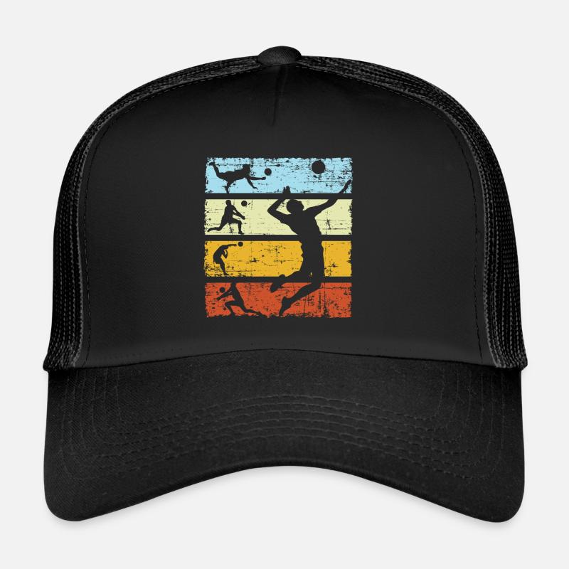 Vintage Volleyballer Geschenk Beachvolleyball - Trucker Cap - Schwarz/Schwarz