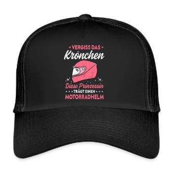 Motorradfahrerin Bikerin Motorrad - Trucker Cap - Schwarz/Schwarz - Vorne