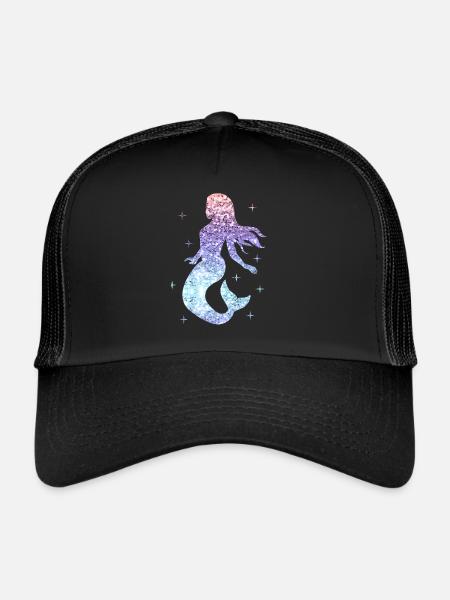 paillettes dames fille cadeau nixe - Casquette trucker  - noir/noir - Devant