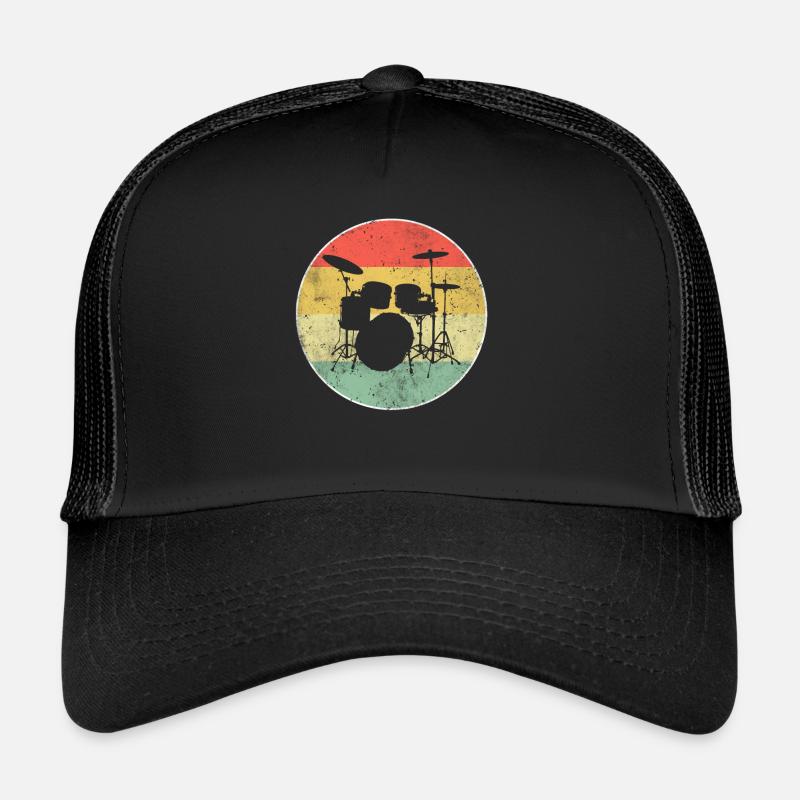 Schlagzeug Drums Drumkit Retro - Trucker Cap - Schwarz/Schwarz