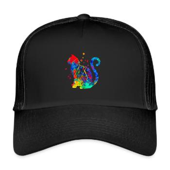 Cats Art Vintage Kitten Retro Kitten Graphic - Casquette trucker  - noir/noir - Devant