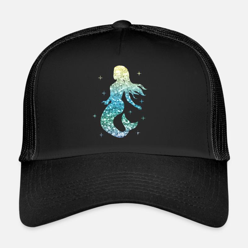 Meerjungfrau Damen Mädchen Geschenk Nixe Glitzer - Trucker Cap - Schwarz/Schwarz