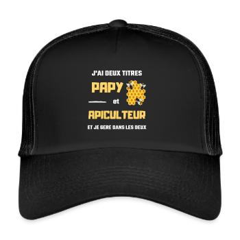 t shirt papy apiculteur humour apiculture homme - Casquette trucker  - noir/noir - Devant