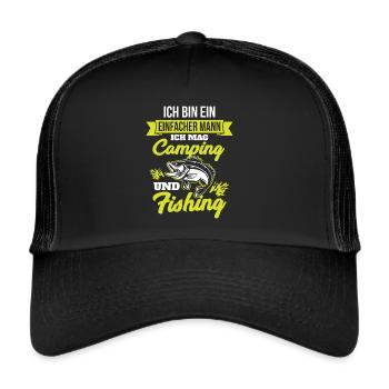Simple man I like camping and fishing fishing - Trucker Cap - black/black - Front
