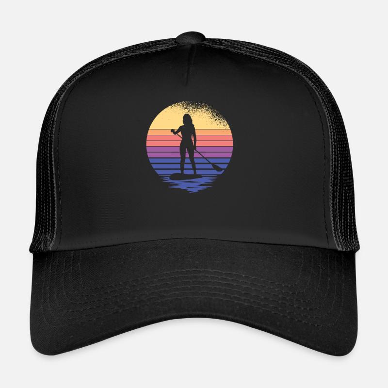 SUP Damen Paddelsurfer Stand Up Paddle supboard - Trucker Cap - Schwarz/Schwarz