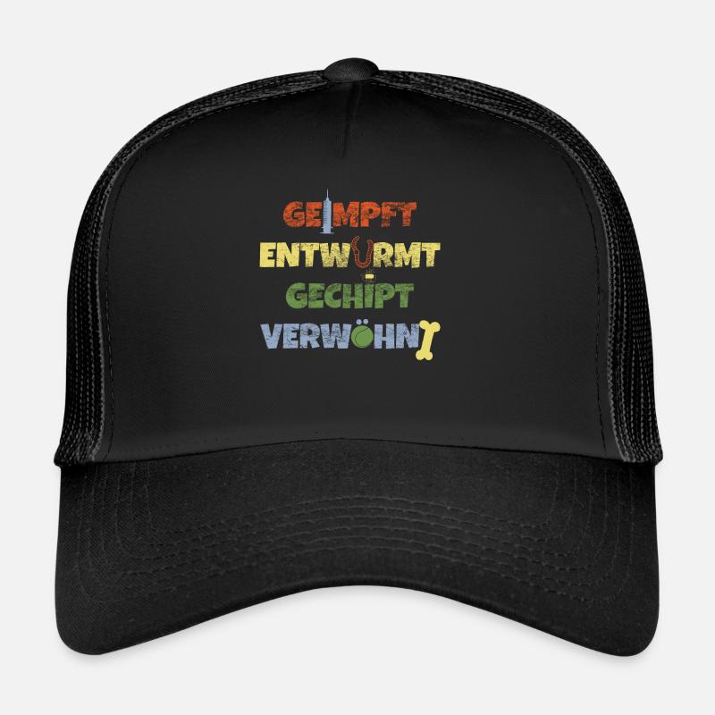 geimpft entwurmt gechipt verwöhnt Vierbeiner Liebe - Trucker Cap - Schwarz/Schwarz