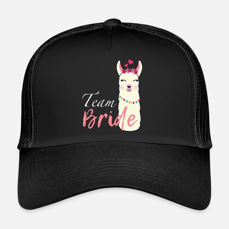 Team Braut Alpaka Junggesellenabschied Freundinnen - Trucker Cap - Schwarz/Schwarz
