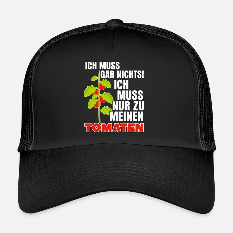 Tomaten Spruch Tomate - Trucker Cap - Schwarz/Schwarz