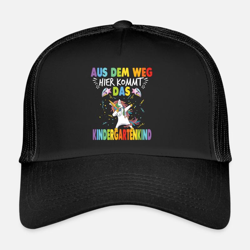 Kita Kindergarten Tagesmutter Einhorn - Trucker Cap - Schwarz/Schwarz