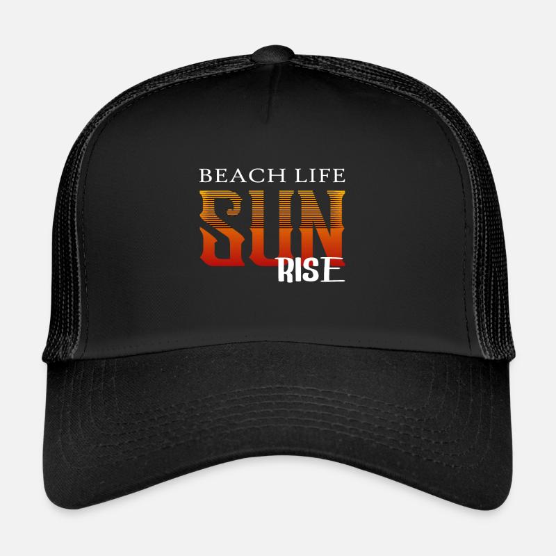 Coucher de soleil plage vacances - Casquette trucker  - noir/noir