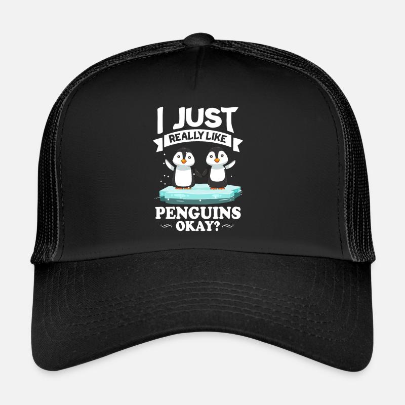 Penguin Tshirt for Emperor Penguin Bird Winter Animal - Trucker Cap - black/black