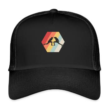 Fecht Mannschaft Fechten Fechter Retro - Trucker Cap - Schwarz/Schwarz - Vorne