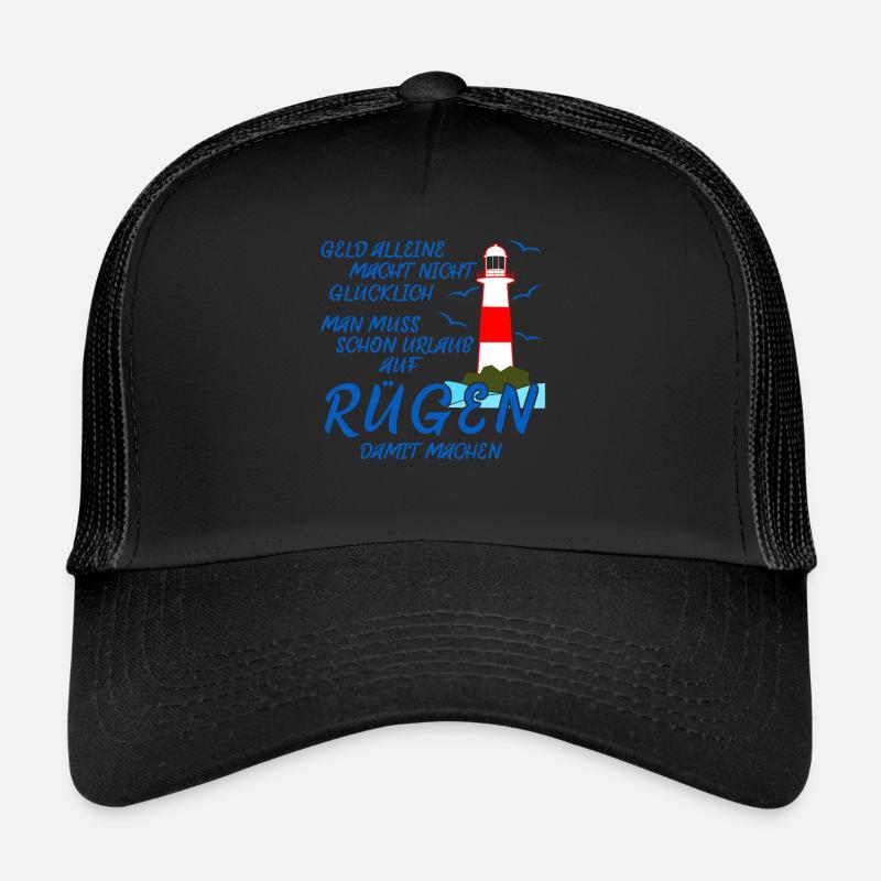 Rügen Spruch Insel Witz - Trucker Cap - Schwarz/Schwarz