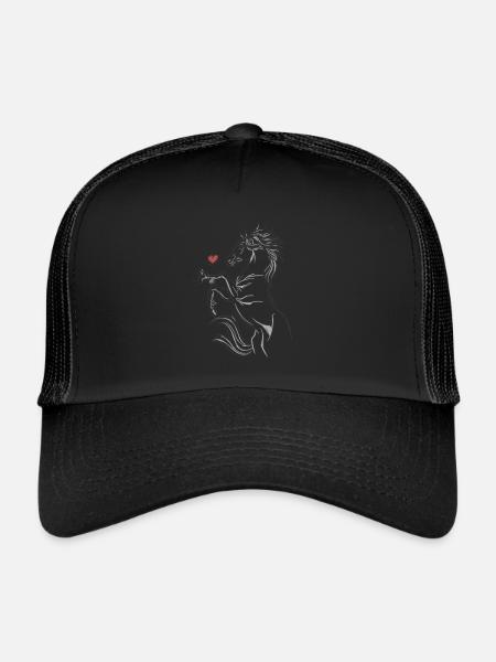 cheval fille chevaux amour équitation cheval fou - Casquette trucker  - noir/noir - Devant