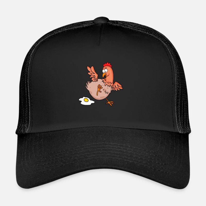 Chicken Lays an Egg Cartoon Trucker Cap