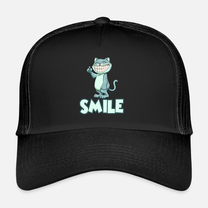 Grinsende Katze - Trucker Cap - Schwarz/Schwarz