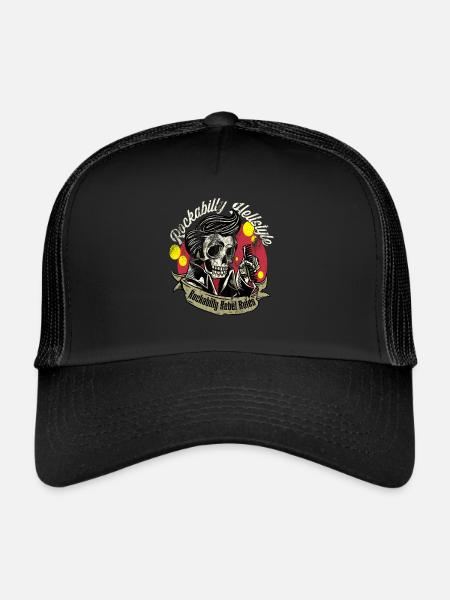 Rockabilly Rebel Rules Rockabilly Hellstyle - Casquette trucker  - noir/noir - Devant