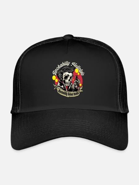 Rockabilly Rebel Rules Rockabilly Hellstyle - Casquette trucker  - noir/noir - Devant