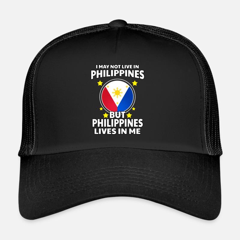 Philippinen Leben Liebe Filipino Flagge I Geschenk - Trucker Cap - Schwarz/Schwarz