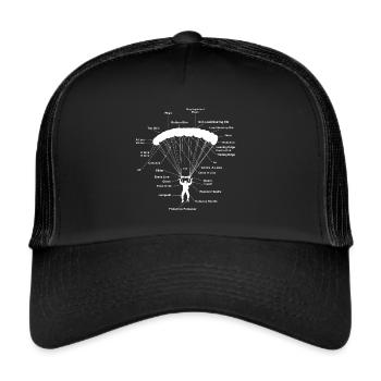 Parachute Anatomy Magic Skydiving Paraglider - Trucker Cap - black/black - Front