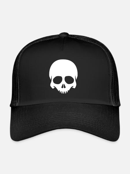Skeleton Head Skull Skeleton - Trucker Cap - black/black - Front