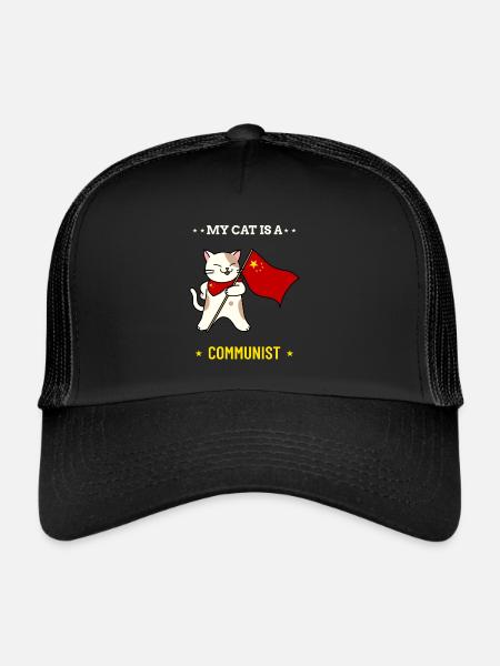 Mon chat est communiste - Casquette trucker  - noir/noir - Devant