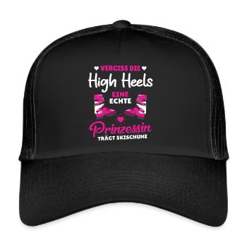 Princess wears ski boots - Trucker Cap - black/black - Front