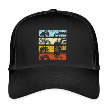 Retro Tractor Farmer Trecker Farmer Vintage - Trucker Cap - black/black - Front