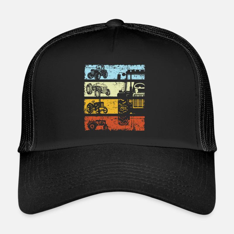 Retro Tractor Farmer Trecker Farmer Vintage - Trucker Cap - black/black
