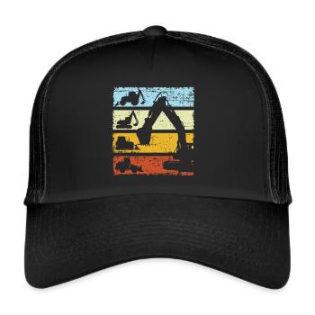 Vintage Excavator Construction Machinery - Trucker Cap - black/black - Front