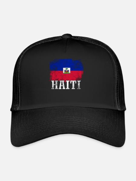 Vacances Vacances Haïti drapeau - Casquette trucker  - noir/noir - Devant