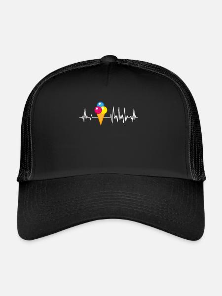 Glacière à glace battement de coeur Glace glace glacier - Casquette trucker  - noir/noir - Devant