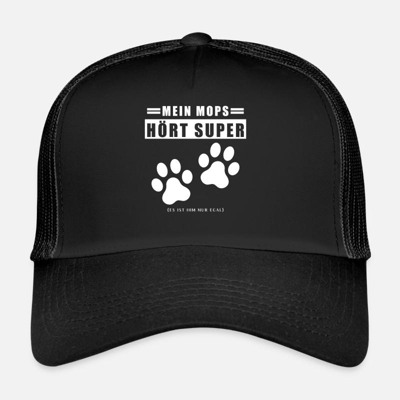 Mops Leben - Trucker Cap - Schwarz/Schwarz