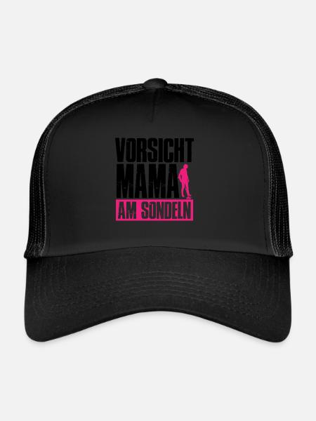 Attention Maman Au Sondeln Drôle de Mère Sondel - Casquette trucker  - noir/noir - Devant