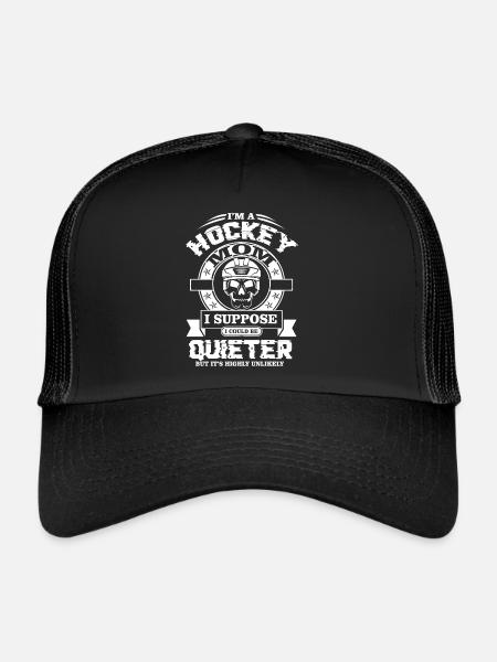 Hockey Je suis une maman de hockey - Casquette trucker  - noir/noir - Devant