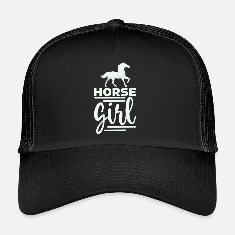 Pferd Mädchen - Trucker Cap - Schwarz/Schwarz