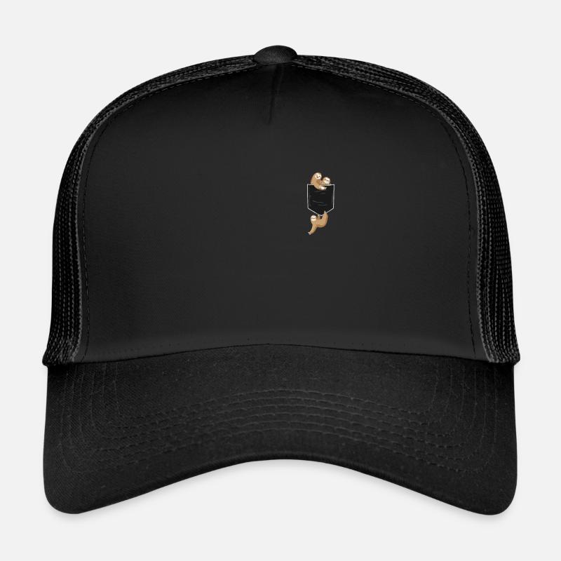 Faultiere in Brusttasche - Trucker Cap - Schwarz/Schwarz