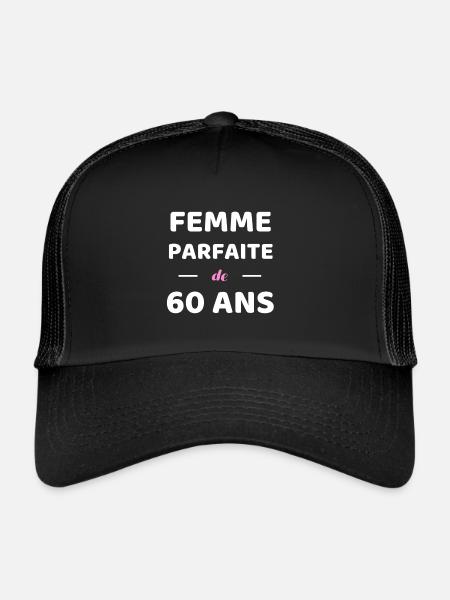 t shirt femme parfaite 60 ans anniversaire 60 ans - Casquette trucker  - noir/noir - Devant