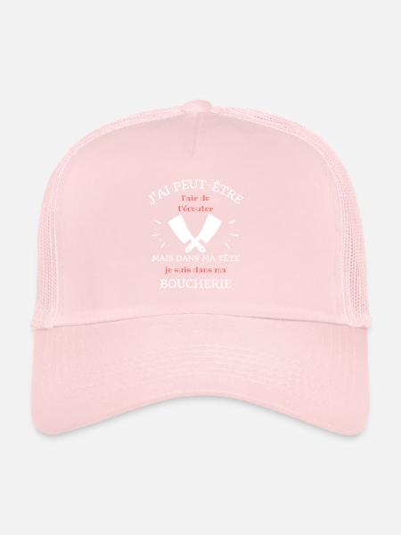 t shirt dans ma tete boucherie humour boucher - Casquette trucker  - rose pâle - Devant