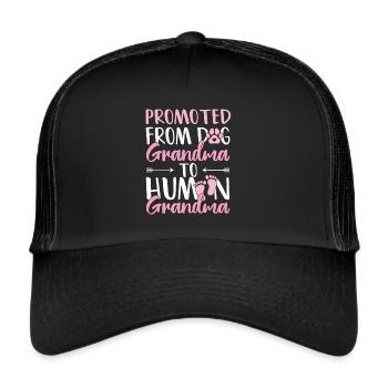 Promoted Dog Grandma Human Grandma Zukünftige Oma - Trucker Cap - Schwarz/Schwarz - Vorne