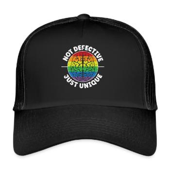 Nicht defekt nur einzigartige Neurodiversität ADHS ASD - Trucker Cap - Schwarz/Schwarz - Vorne