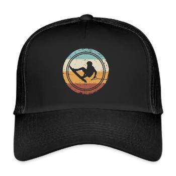 Retro Vintage Wakeboard Wakeboarder Wakeboarding - Trucker Cap - black/black - Front