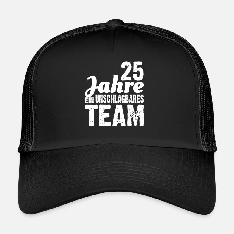 Silberhochzeit | 25 Jahre ein unschlagbares Team - Trucker Cap - Schwarz/Schwarz