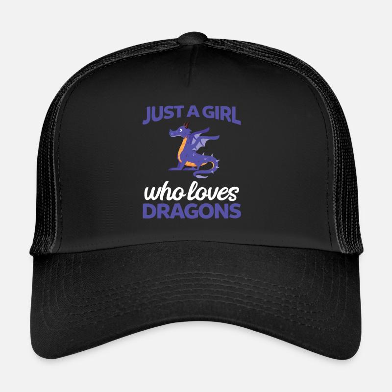 Drache Mädchen Drachen Geschenk - Trucker Cap - Schwarz/Schwarz