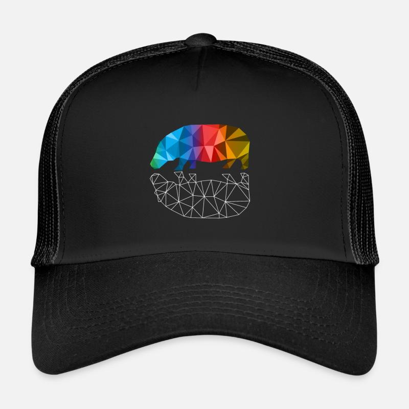 Nilperd Geschenk Hippo Bunt Kunstwerk Geometrie - Trucker Cap - Schwarz/Schwarz