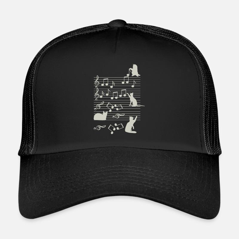 Katze Musik Note - Trucker Cap - Schwarz/Schwarz