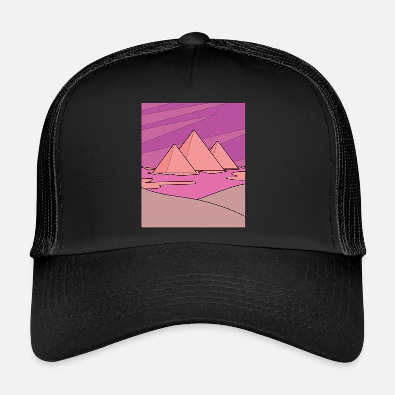 Retro pyramide du désert soleil - Casquette trucker  - noir/noir