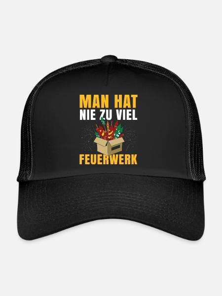 Man hat nie zu viel Feuerwerk - Trucker Cap - Schwarz/Schwarz